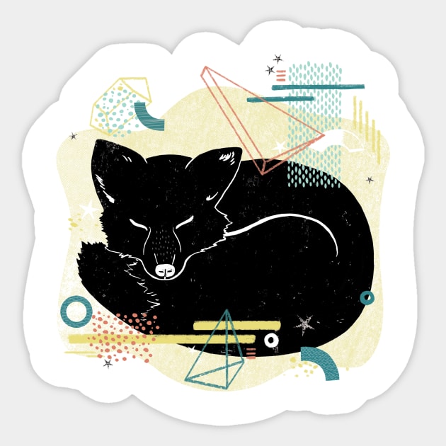 Sleeping Fox illustration Sticker by Janneke_Meekes